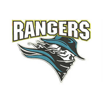 Rangers sports team applique embroidery digitizing — mascot logo embroidery for team uniforms UK USA