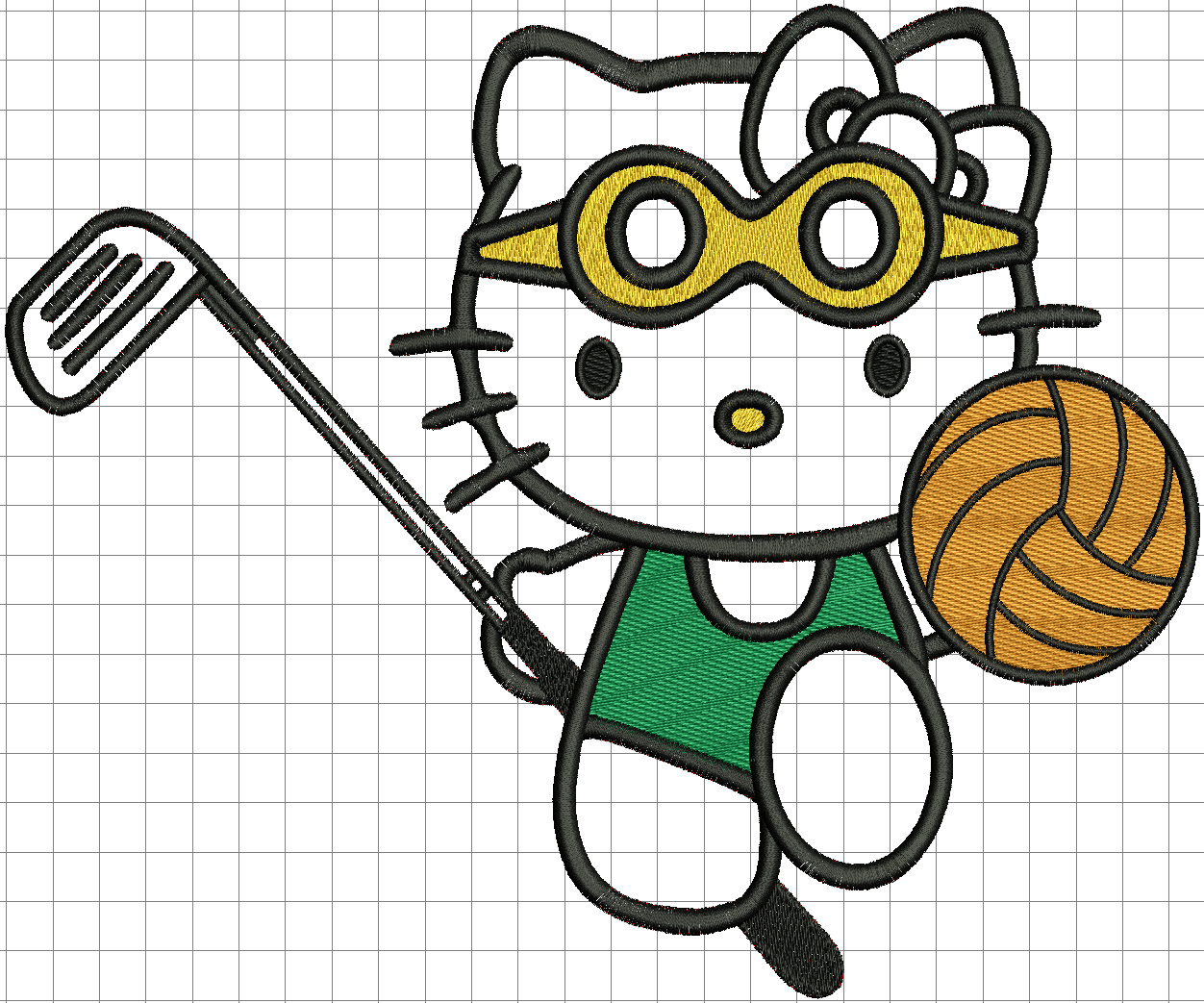 Expert towel embroidery digitizing - Hello Kitty character design on terry cloth
