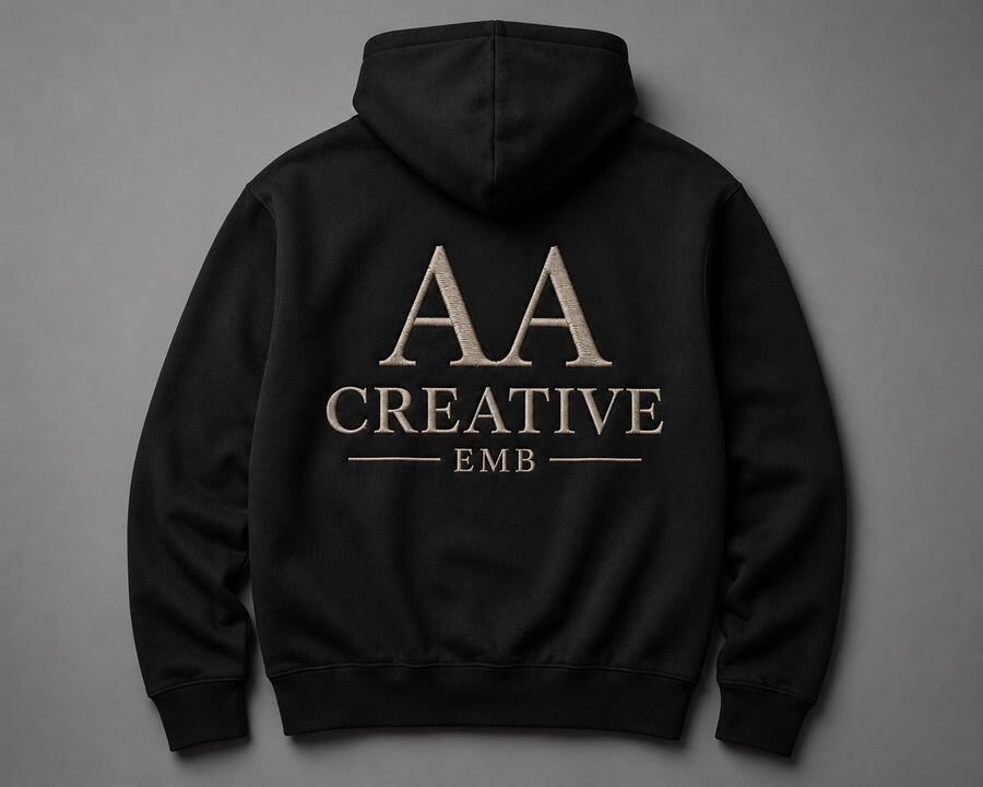 Hoodie Digitizing example stitch file - AA Creative Emb front chest logo