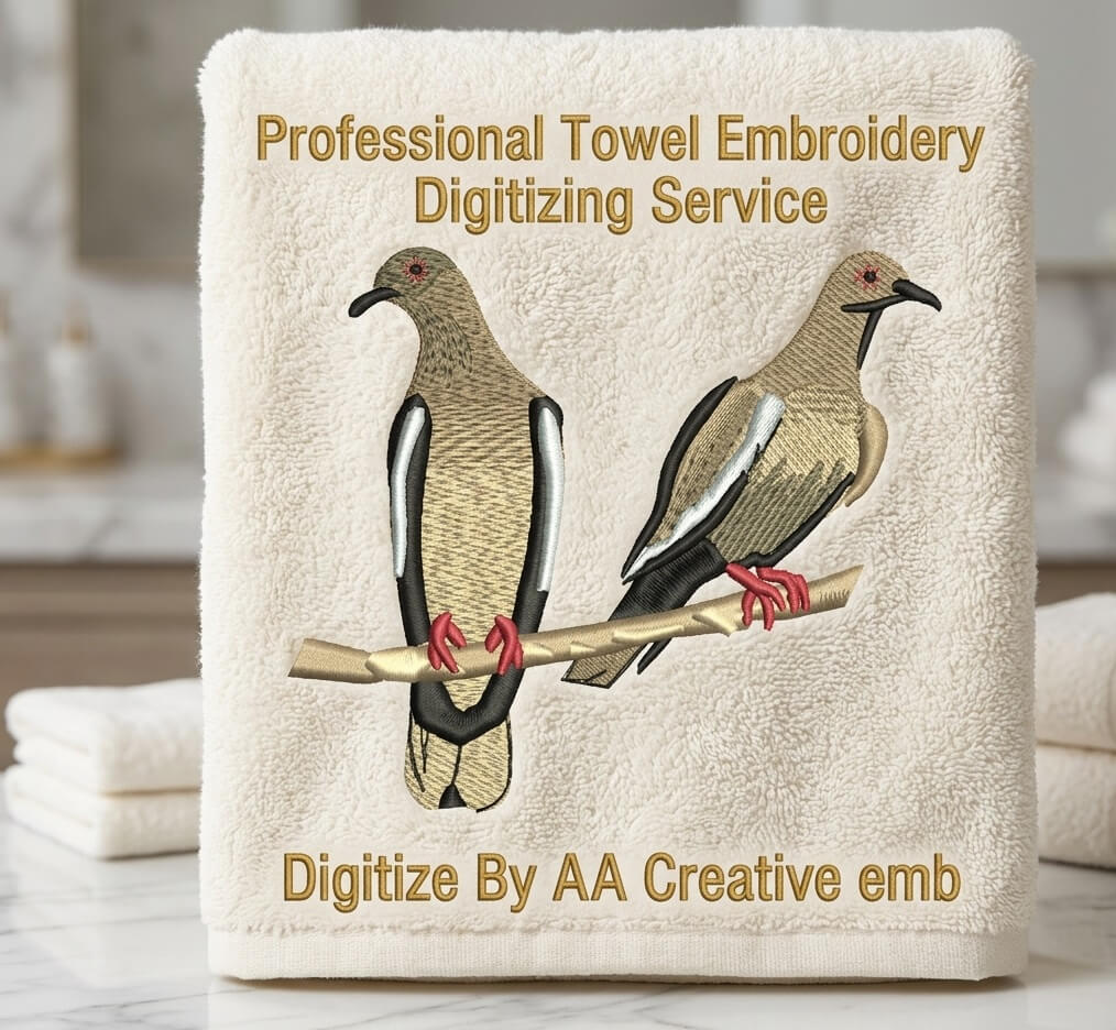 Professional towel embroidery digitizing service - terry cloth stitch file for branded bath towels USA UK