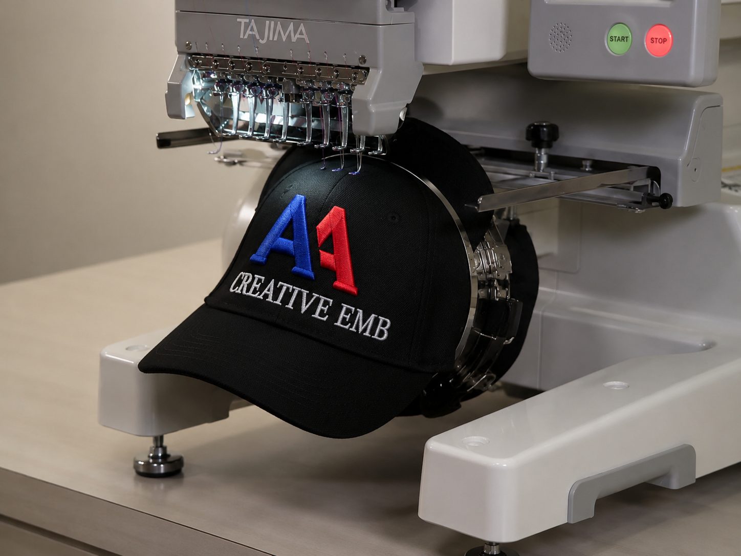 3D puff embroidery digitizing sample - Tajima machine stitching raised cap logo