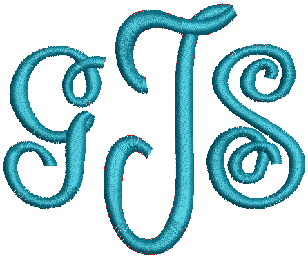 Special monogram GJS towel embroidery digitizing - personalized initials on luxury linen