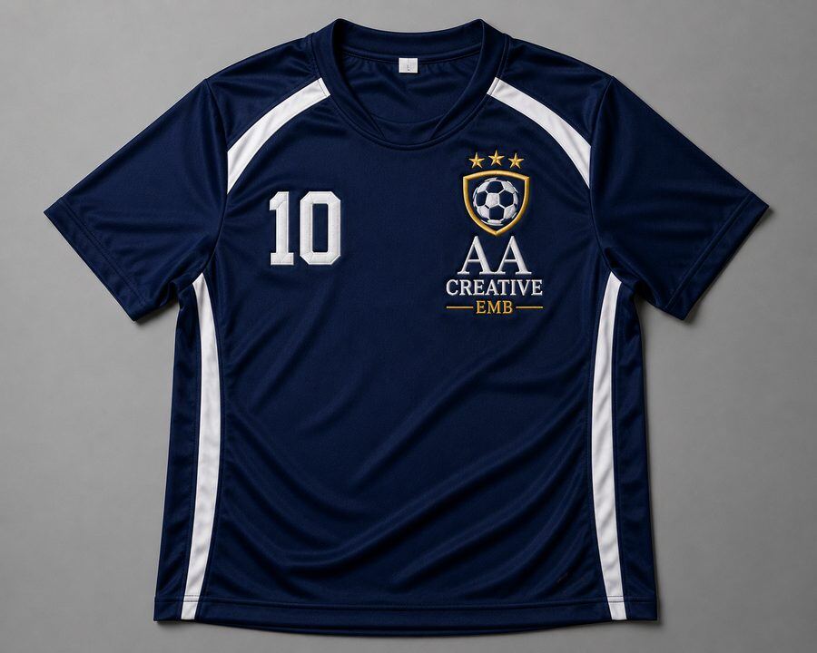 Sports Uniform Digitizing process detail - Victory Sports Club back panel name and number