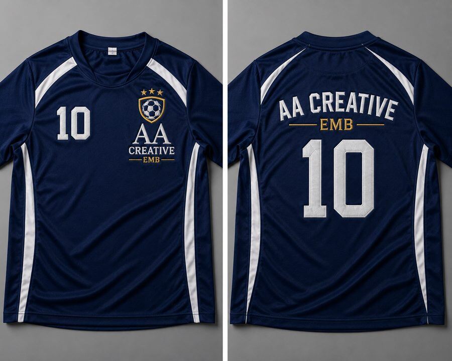 Sports Uniform Digitizing example - Victory Sports Club front chest logo and number
